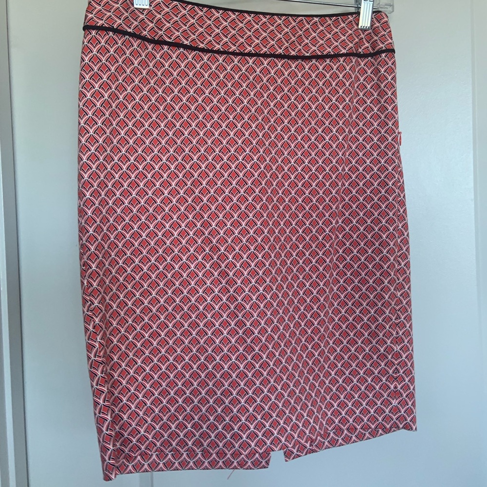 Orange Multi-Colored Patterned Pencil Skirt - 0